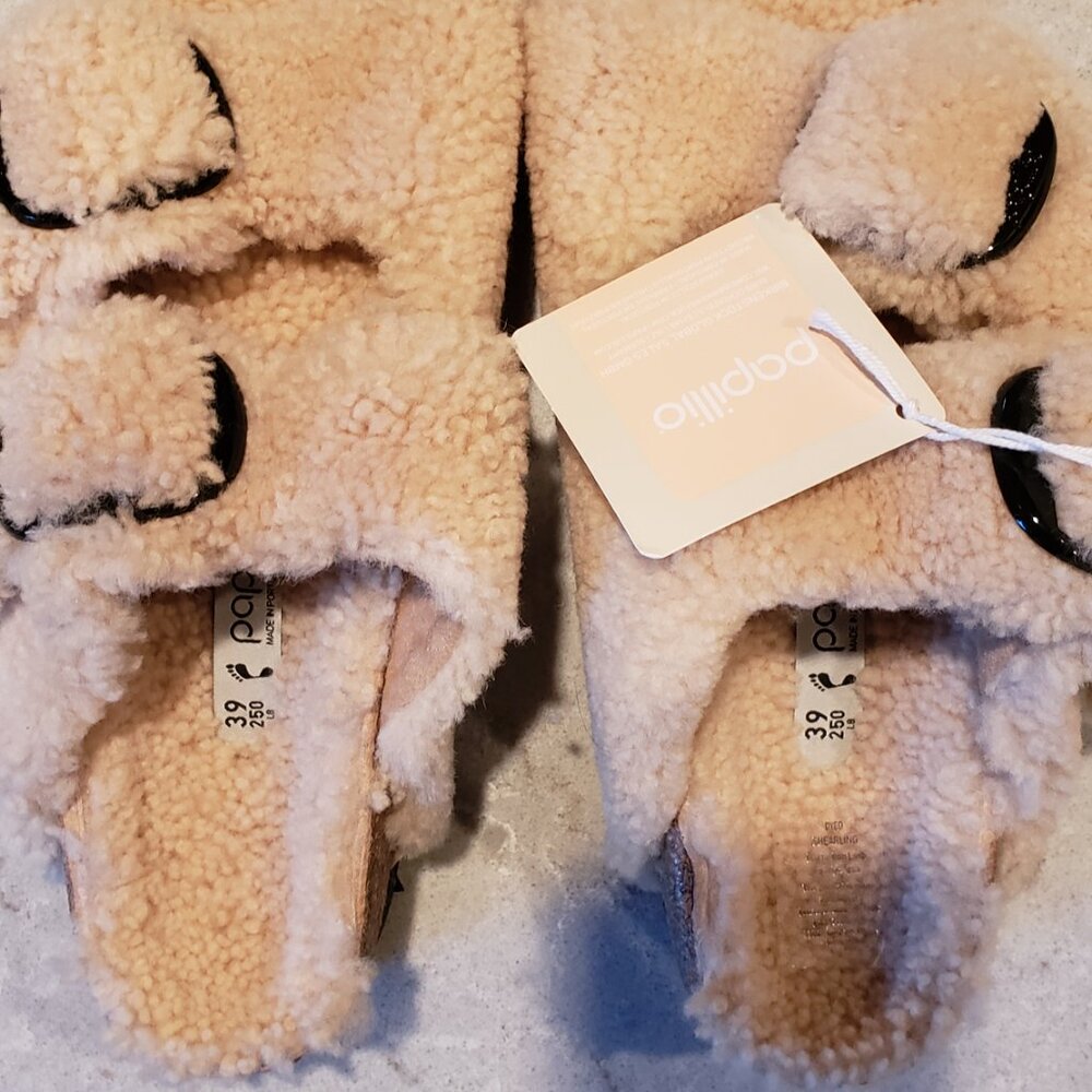 NWT! Arizona Big Buckle Shearling Teddy Eggshell Birkenstock